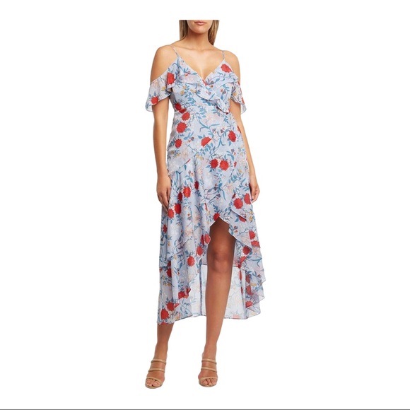 Bardot Dresses & Skirts - Bardot Blue Chiffon Floral Maxi - size 4 & 12